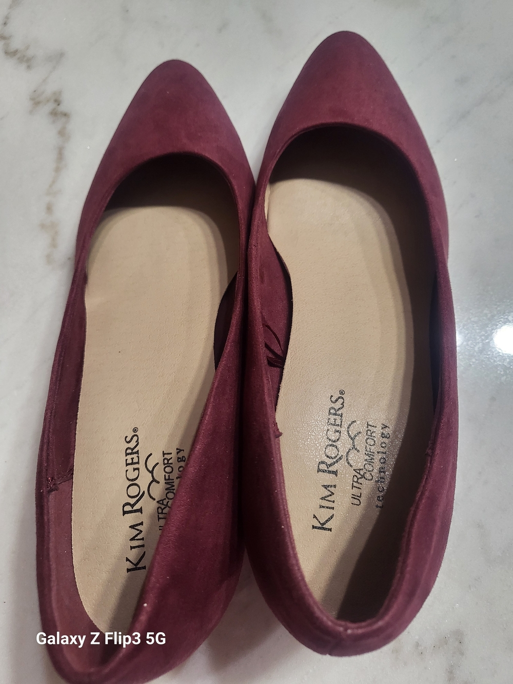 Kim Rogers Burgundy Pointed-Toe Suede/Faux  Flats NWT S (9.5)
